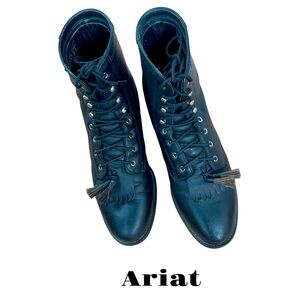 Ariat Competitor Kiltie Lace-Up‎ Black Riding Boot Size 7 B
